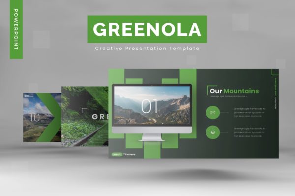 旅游景点推荐/旅游研究高端PPT幻灯片演示模板 Greenola – Powerpoint Template