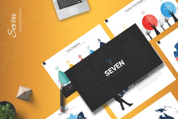 产品推介/电商项目等适用的高端PPT幻灯片演示模板 Seven – Powerpoint Template