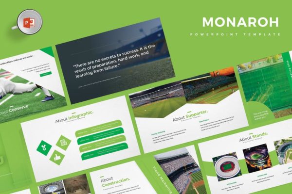足球场介绍/足球主题高端PPT幻灯片演示模板 Monaroh – Powerpoint Template