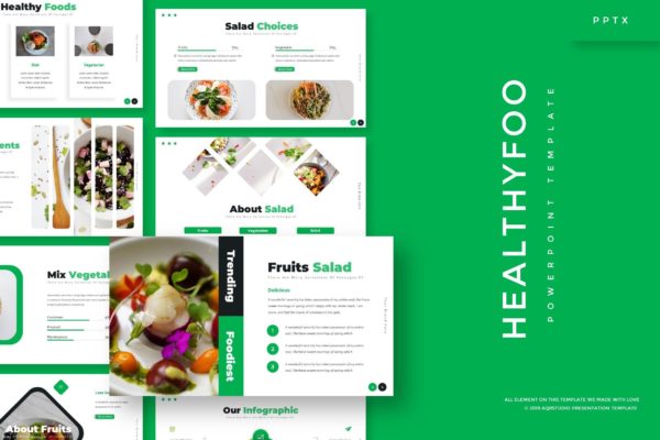 健康饮食主题PPT模板设计素材精选 Healthyfoo – Powerpoint Template