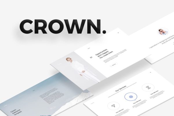 简单专业的企业PPT模板设计素材 CROWN Powerpoint Template