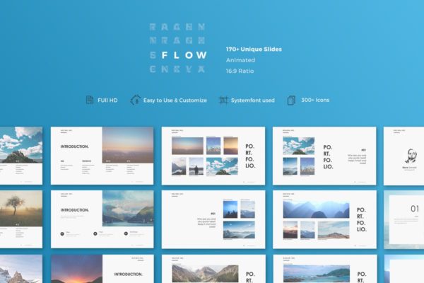 简约设计风格企业宣传介绍高端PPT幻灯片演示模板 Flow Powerpoint Template