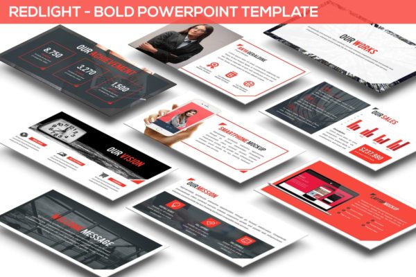 企业对外宣传介绍PPT模板设计素材精选 Redlight – Bold Powerpoint Template