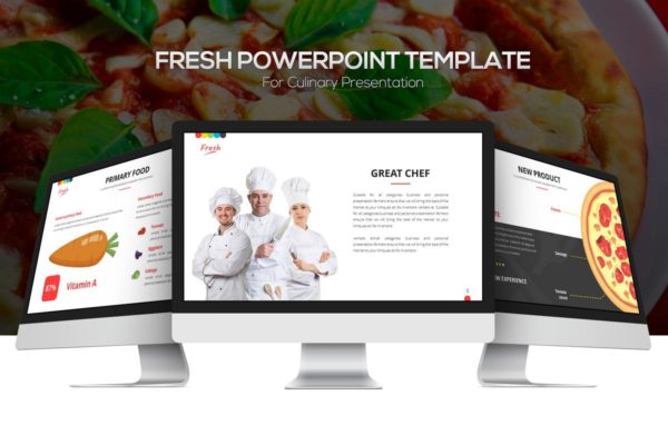 美食餐饮主题高端PPT幻灯片演示模板 Fresh Powerpoint Template (Light Version)