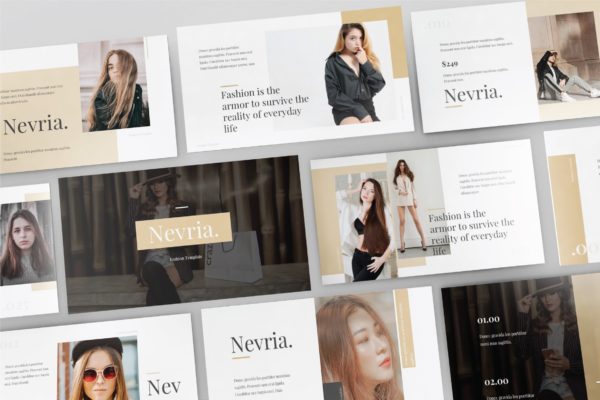 多用途时尚主题PPT模板设计素材精选 NEVRIA – Multipurpose Powerpoint Template  V104
