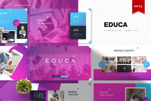 教育主题教育行业适用的高端PPT幻灯片演示模板 Educa