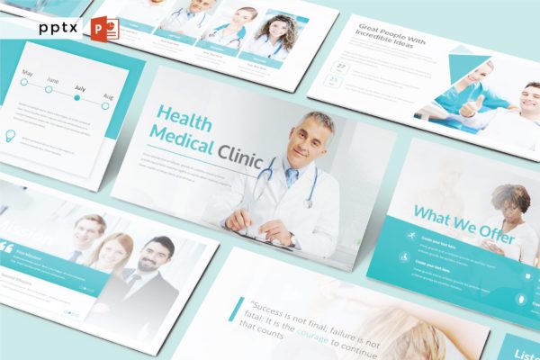 医疗健康/医院诊所适用的高端PPT幻灯片演示模板 HEALTH MEDICAL CLINIC – Powerpoint  V254