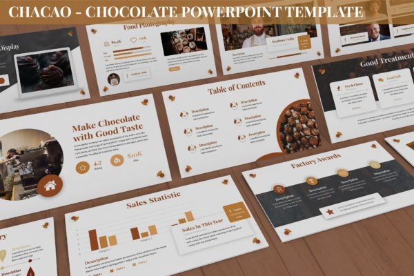 巧克力甜食美食主题高端PPT幻灯片演示模板下载 Chocao – Chocolate Powerpoint Template