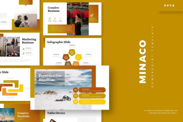 企业市场营销主题高端PPT幻灯片演示模板 Minaco – Powerpoint Template