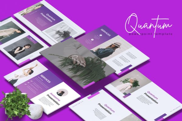 时尚/摄影公司作品集高端PPT幻灯片演示模板 QUANTUM – Company Profile Powerpoint Template