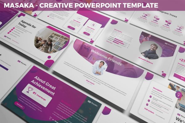 创意设计服务公司业务介绍高端PPT幻灯片演示模板 Masaka – Creative Powerpoint Template
