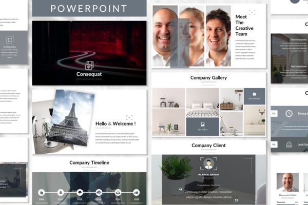 摄影公司业务介绍高端PPT幻灯片演示模板 Consequat – Photograph Powerpoint Template