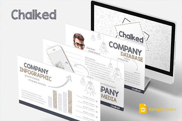 时尚多用途的个性粉笔字黑板版效果Google SlidesGoogle幻灯片powerpoint演示模版（pptx）