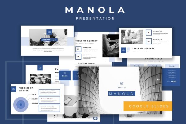 产品项目展示Google演示文稿高端模板精选 Manola Pitch Deck Google Slides Presentation