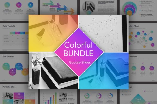 多彩渐变色Google Slides演示文稿高端模板精选 Colorful Bundle Google Slides