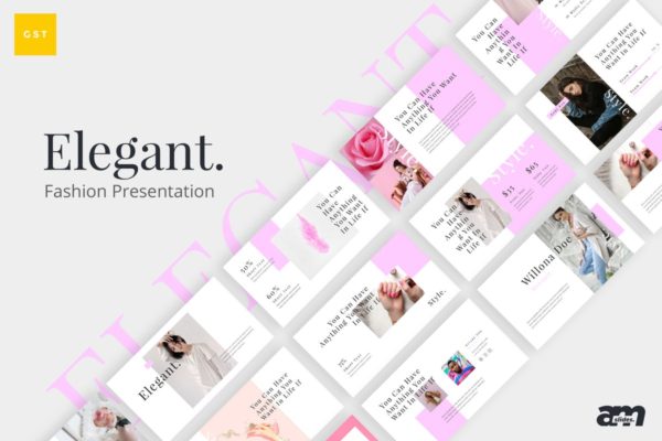 女性时尚主题电子商务Google Slides演示文稿高端模板精选 Elegant Fashion Google Slides