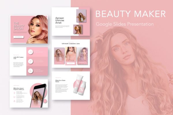 美妆行业主题Google演示文稿高端模板精选下载 Beauty Maker Google Slides Template