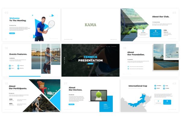 体育培训课程/机构介绍Google演示文稿高端模板精选 Tennice Google Slides Template