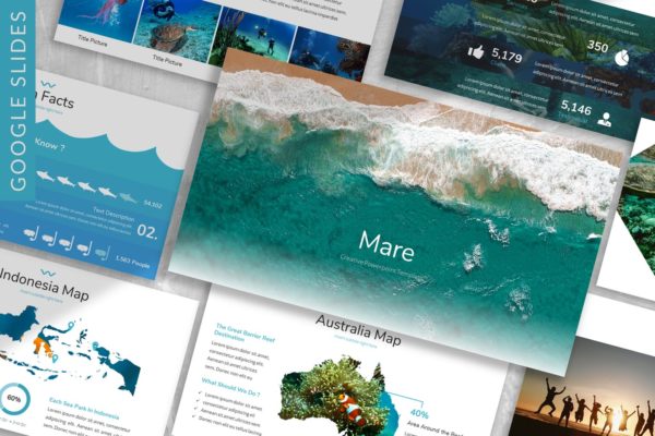 海岛旅行代理公司业务介绍Google演示文稿高端模板精选 Mare – Ocean Google Slides Template
