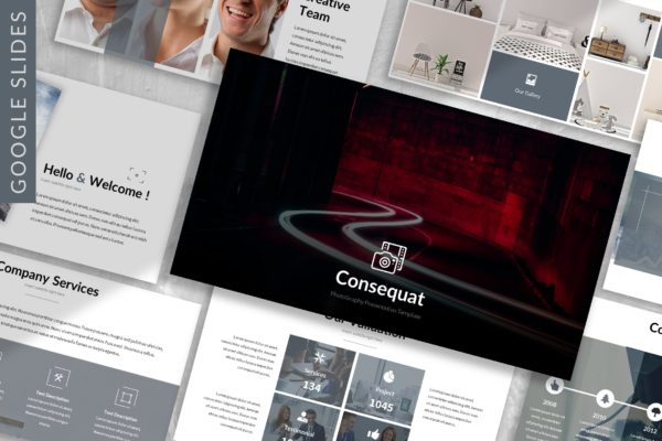 摄影摄像公司介绍Google演示文稿高端模板精选 Consequat – Photograph Google Slides Template