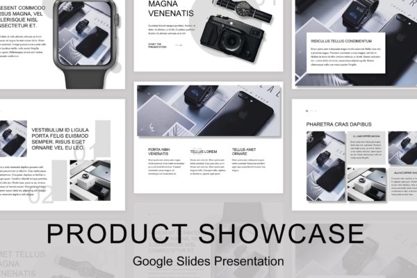 科技感产品设计展示Google演示文稿高端模板精选 Product Showcase Google Slides Template