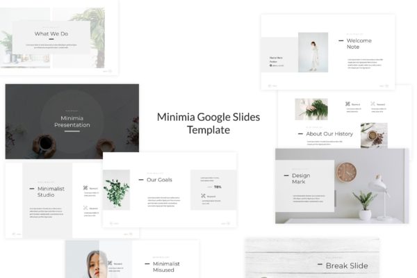 北欧简洁淡雅设计风格Google演示文稿高端模板精选 Minimia – Google Slides Template