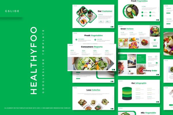 健康饮食主题Google演示文稿高端模板精选 Healthyfoo – Google Slides Template