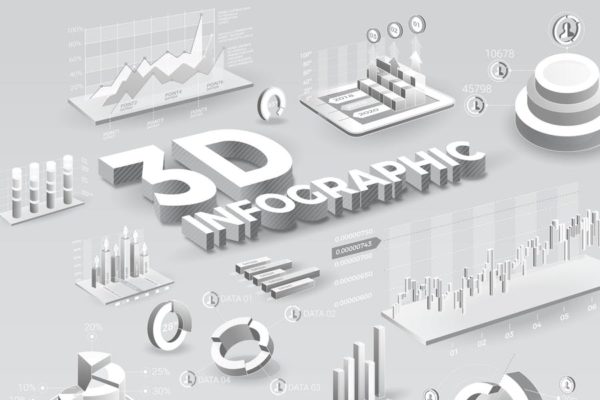 白色3D图表模板信息图表模板精选下载 White Infographic Elements
