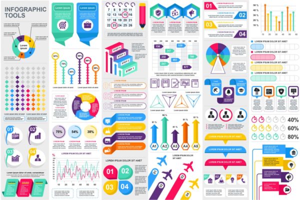 数据统计信息演示信息图表设计模板 Presentation Infographic Elements Template