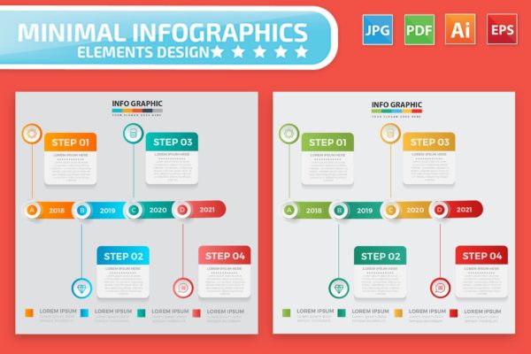 时间轴信息图表设计矢量图形素材 Timeline Infographic Elements Design