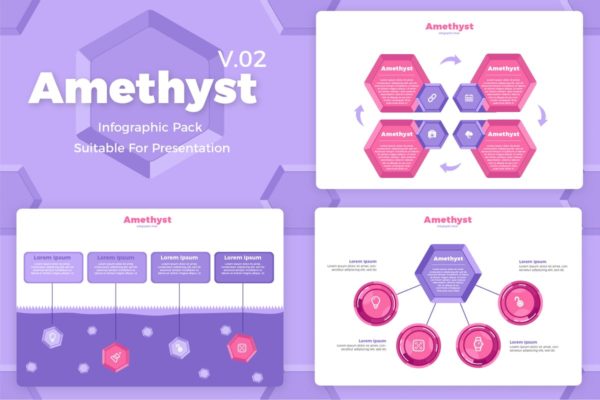 创意幻灯片设计信息图表矢量素材v2 Amethyst V2 – Infographic
