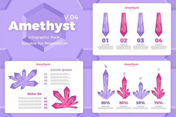 3D立体水晶图形信息图表矢量模板v4 Amethyst V4 – Infographic