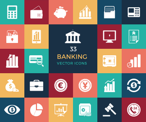 33个银行元素矢量图标素材集合精选