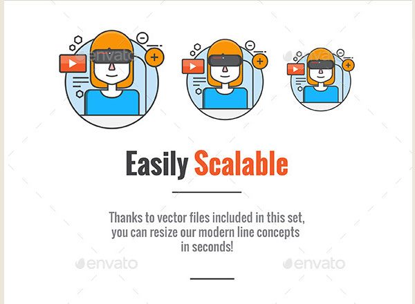 未来科技主题手绘彩色图标素材集 Flat Line Color Future Concepts