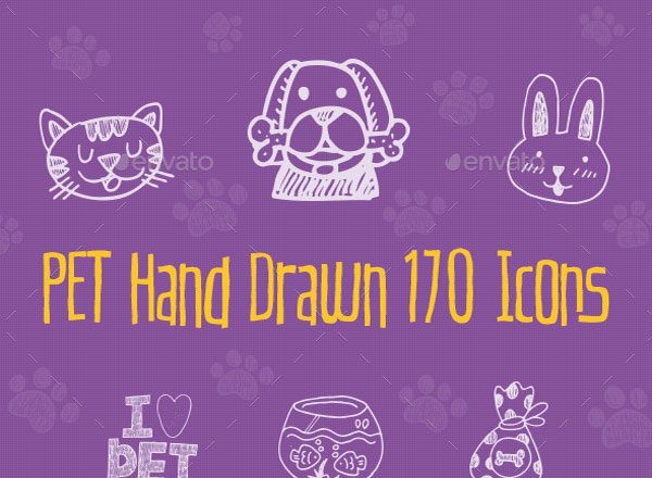170枚手绘宠物图标素材包 Pet Hand Drawn Icons