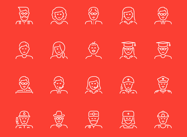 50种人物角色图标系列套装精选[Sketch,Ai]