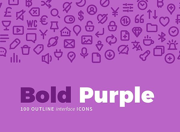 100个紫色风格线框图标集合精选 100 Bold Purple Line Icons