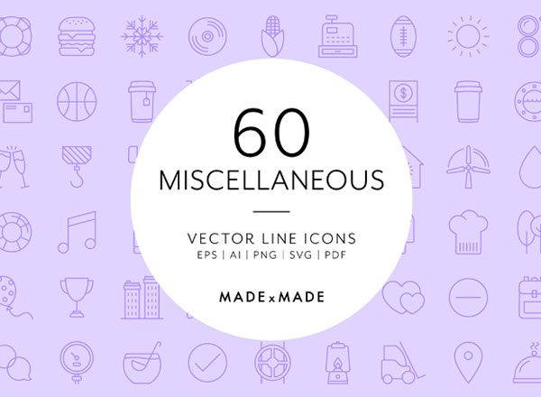 多格式杂项线框图标 Line Icons – Miscellaneous Icons