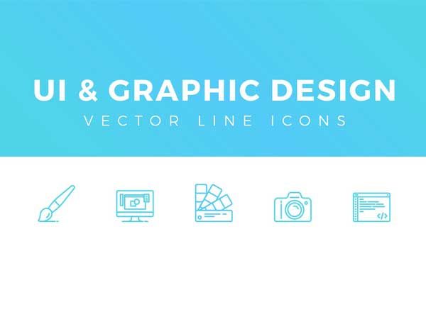 设计相关简洁线框图标 UI & Graphic Design Line Icons