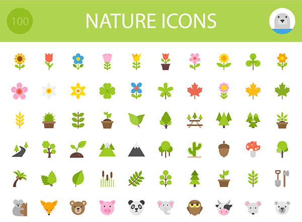 100大自然主题矢量系列图标合集精选 100 Nature Icons