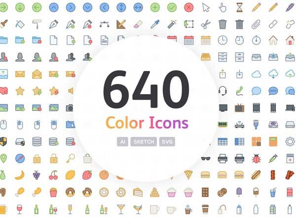 渐变色矢量图标素材集合精选 640 Vector Line Icons – Color