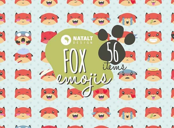 绘制精美的狐狸表情素材包[EPS]