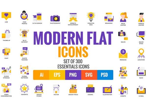 配色大胆前卫现代矢量系列图标合集精选 Big Collection of Modern icons
