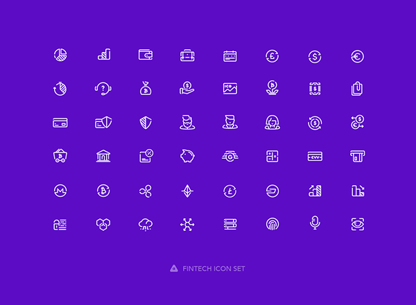 一个互联网金融主题系列图标精选集合精选 A free set of 48 free fintech vector icons