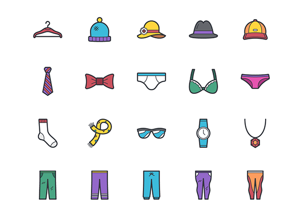 一组时尚可爱的衣饰图标集合精选 Alvarez: Fashion Icons Set