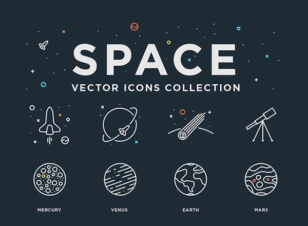 航天主题矢量系列图标合集精选 Space: Free Vector Icons