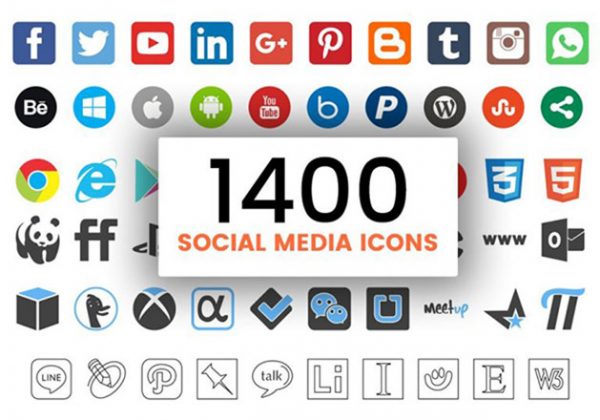 社交媒体矢量图标素材超级大合集 1400 Social Media Icons for FREE