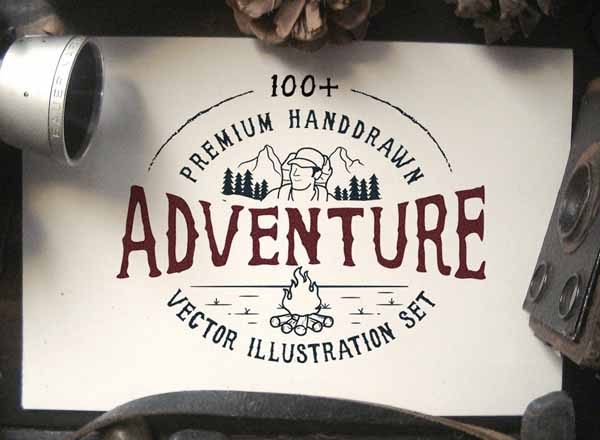 100+手绘风户外运动图标素材下载 100 adventure [ai,eps]