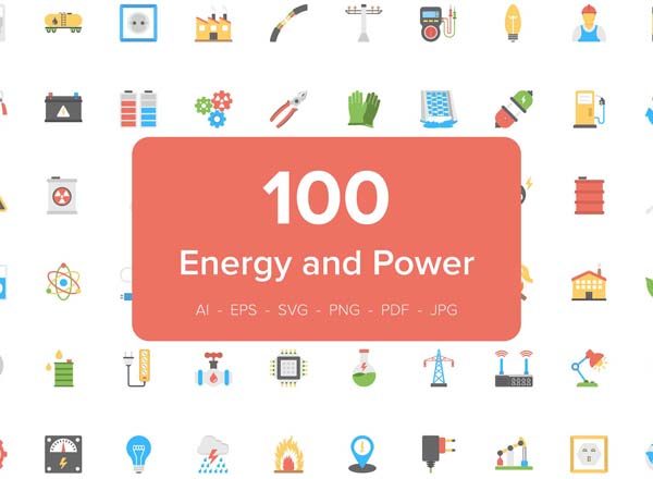 创意能源电力类扁平矢量图标素材集合精选[AI，EPS，PDF，SVG，PNG]