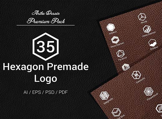 优雅、干净、专业的六边形标志设计下载[psd,ai,eps]